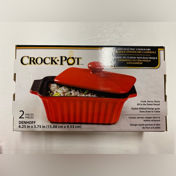 NIB Crockpot Denhoff Red Non-Stick Ribbed Casserole Dish w/ Lid - Picture 2 of 4